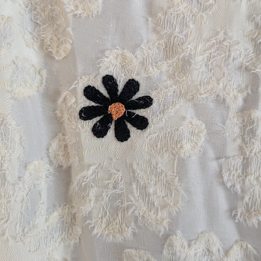 Shein Cream Lush Dress with Black & Orange Daisies